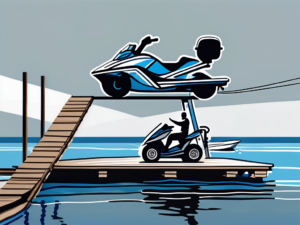 A high-quality jet ski lift attached to a wooden dock