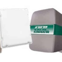 Three powerhead covers with the words Alumavator written on all three IMM Quality Boat Lifts products