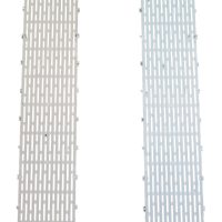 Tan and grey open architecture perforated decking for durable floating boat docks and gangways