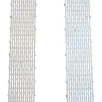 Tan and grey open architecture perforated decking for durable floating boat docks and gangways